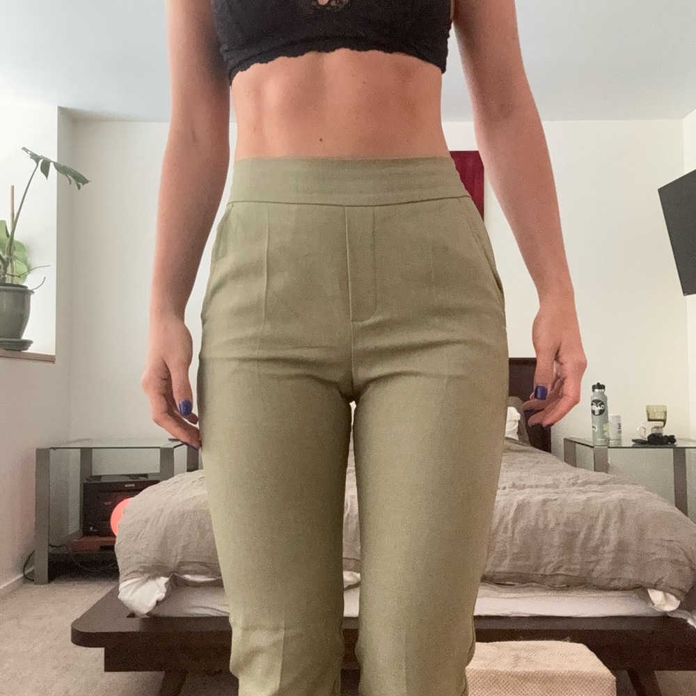 Olive / Sage Green Women's High-Waisted Pants